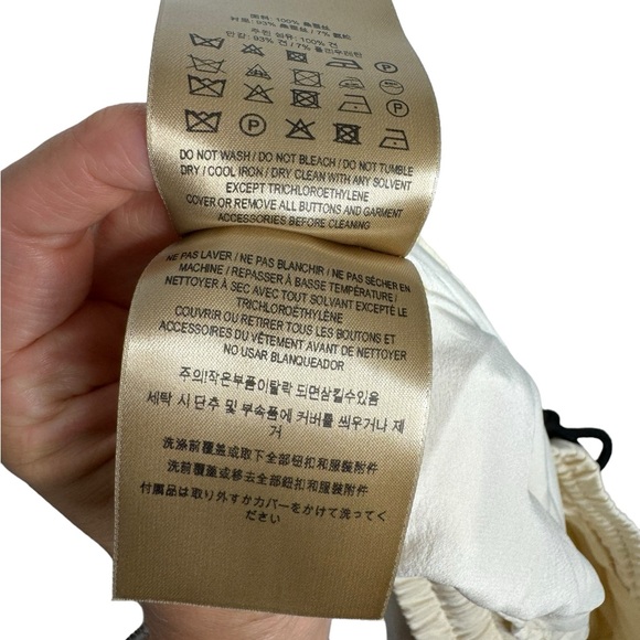 Burberry | Silk Track Pants in Cream with Black Piping US 8 - Picture 9 of 12